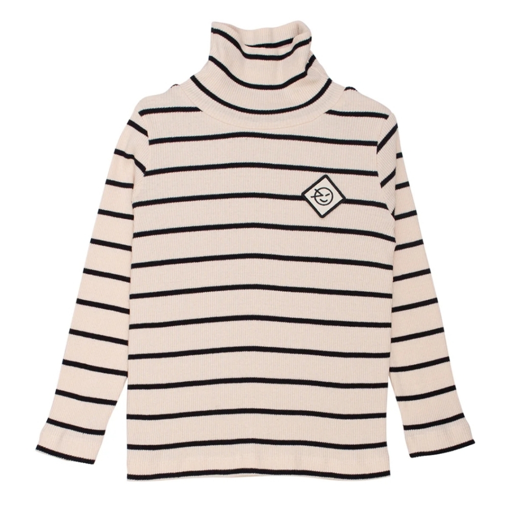 Wynken Ecru/Black Soft Luna Roll Neck Tee